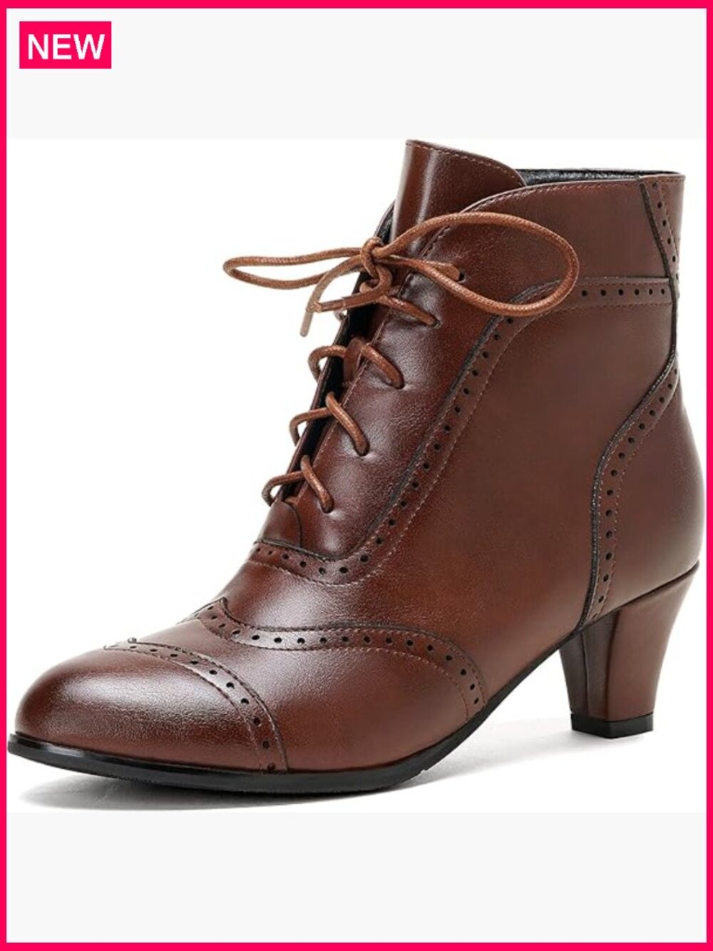 Lace Up Victorian Ankle Boots Chunky Heel Side Zipper Vintage